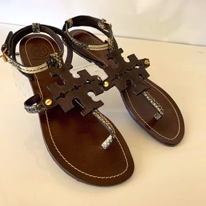 Tory Burch Logo Ankle Wrap Sandal